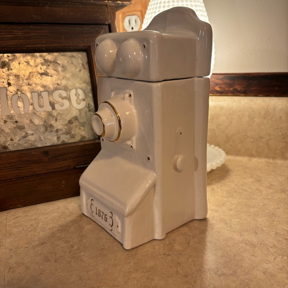 House of Webster Vintage Ceramic Cookie Jar or Wall Canister, Old Crank Phone - Picture 13 of 14